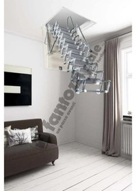 Resim Aytürk Fantozzi Acisvazia Italya Menşei 70x110 Galveniz Kaplı Makaslı Metal Çatı Merdiveni H:320cm Standart Model 