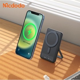Resim Mcdodo MC-0691 15W Magsafe 10.000mAh Kablosuz Dijital Ekranlı Wireless Şarj Cihazı Powerbank Gri Standlı 
