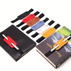 Resim 1 adet PU Deri Kalem Tutucu Elastik Bantlı, Yaratıcı Defter Kalem Koruyucu Kılıf, Ofis ve Okul Malzemeleri için Dayanıklı PU Deri Kalem Klipsi 