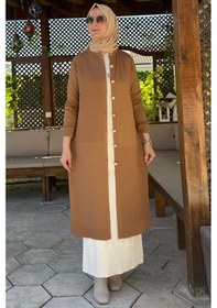 Resim Rabia Şamlı Manolya Camel Triko Hırka Çok Renkli 