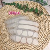 Resim 100 adet Görünmez V-Yüz Kaldırma Bandı - Şeffaf, Silikon Çene & Yanak İnceltme Etiketleri Keskin Çene Hatı için 