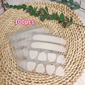 Resim 100 adet Görünmez V-Yüz Kaldırma Bandı - Şeffaf, Silikon Çene & Yanak İnceltme Etiketleri Keskin Çene Hatı için 