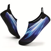 Resim Hızlı Kuruyan Su Ayakkabıları, Yüzme Plaj Yoga Kolsuz Atletik Kamp Aksesuarları Erkekler ve Kadınlar için, TPR Taban ile Düşük Üst Kumaş, Kayma Tasarımı, Çizgili Desen, Havuz ve Park Aktiviteleri için İdeal, Havuz Aksesuarları | Spor Su Ayakkabıları | Hızlı Kuruyan Teknoloji 