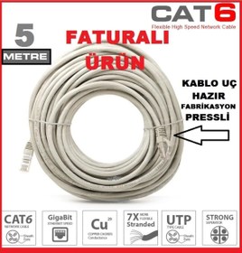 Resim Cat6 - 5mt 5 Metre Tv Plus Fiber Adsl Vdsl Modem Bilgisayar Led Tv Ara Ethernet Internet Kablo Ata Elektronik