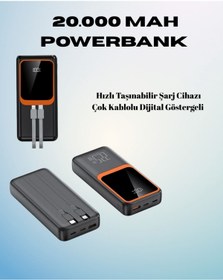 Resim VELOREA 20000 mAh Powerbank | Çok Kablolu, Dijital Göstergeli, Yüksek Hızlı Şarj Cihazı 