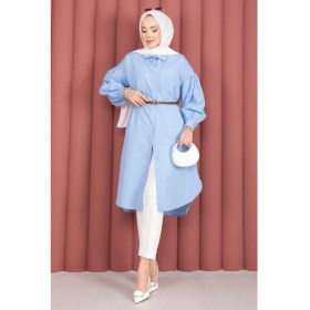 Resim Md Oval Kesim Tesettür Gömlek Tunik Bebe Mavisi 