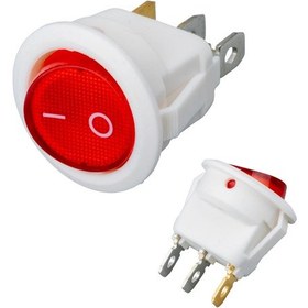 Resim Ayt Ic-131b Yuvarlak Işıklı Anahtar On Off 3 Pin Beyaz Kasa Aç Kapa Düğme Buton 20 Mm 