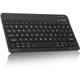 Resim Ultra-İnce Şarj Edilebilir Kablosuz Klavye Taşınabilir Kompakt Kablosuz Klavye Android Windows Tablet Akıllı Telefon Cep Telefonu iOS iPhone iPad, iPad Pro, iPad Air, iPad Mini için (Siyah) 