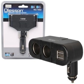 Resim Olesson 1652 12-24v Çift Usb Girişli 100w 2'li Araç Çakmak Çoklayıcı 