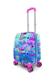 Resim Elatae Policarbon Kırılmaz Çocuk Valizi Lavanta Mor Grafiti Desenli Mor 