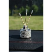 Resim Tasarım Arabam Gümüş Yuvarlak Kavanoz Koku Baget Taş 