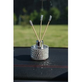 Resim Tasarım Arabam Gümüş Yuvarlak Kavanoz Koku Baget Taş 