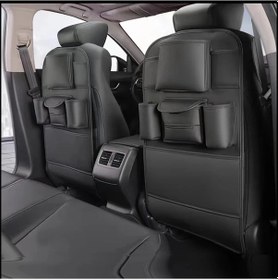 Resim Dashanshop 1 Adet Siyah Uzun Evrensel Deri Koltuk Düzenleyici Çok Cepli Depolama Torbası 