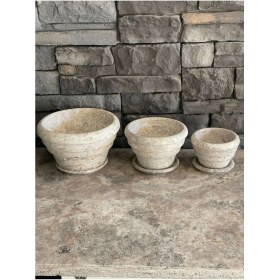 Resim Silver Traverten Doğal Taş 3,lü Saksı 
