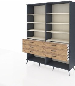 Resim Hyperion Gardrop 8 Raflı 6 Çekmeceli 176x44x221 Antrasit-aytaşı/çam Aytaşı/çam 