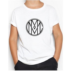 Resim Marilyn Manson Circle Logo Beyaz Çocuk Tişört Beyaz 