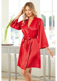 Resim Faal 5907 Kadın Saten Bride Sabahlık-kırmızı Kırmızı 