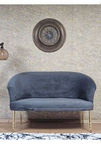 Resim Zafir İkili Teddy Gold Kaplama Telli Ayak Çay Seti Koltuk İkili Berjer , Balkon, Salon, Ofis Füme 