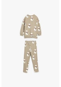 Resim Koton Erkek Bebek Eşofman Takımı Kardan Adam Baskı Detaylı Pamuklu Çok Renkli 