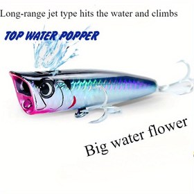 Resim Topwater Popper Balıkçılık Yemi - Uzun Atış, Yüzeyde Yüzen Yem, Bass ve Trout için İdeal, Sevgililer Günü, Cadılar Bayramı, Noel, Anneler Günü, Şükran Günü için İdeal 