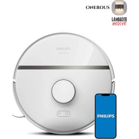 Resim Philips 4000PA Ultra Otomatik Emiş Güçlü Hepa Filtreli Islak Kuru ve Mop Özellikli Robot Süpürge, 220DK, Halı Algılamalı Premium Robot Süpürge, Onerous Lambader Hediye 