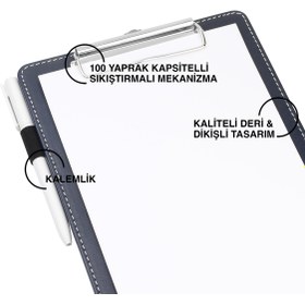Resim 2K Sekreterlik,A5 Küçük Boy,Kapaksız,A5 Clipboard Vegan Suni Deri,17,5x24,5 cm.,Lacivert 
