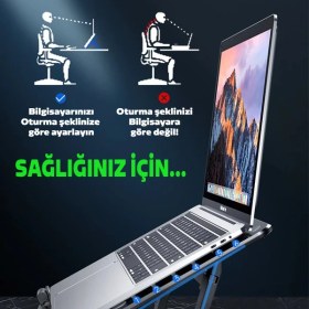 Resim Marcador Ally Ayarlanabilir Taban Çift Fanlı Tablet ve Laptop Soğutucu Stand 