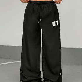 Resim Kadınlar İçin Siyah Düz Paça Pantolon - Şeffaf Olmayan, İpli Bel, Makinede Yıkanabilir Resmi ve Günlük Kullanım için Rahat Ofis Kıyafetleri, Ayarlanabilir Konforlu Kesim, Dayanıklı Kumaş, Yetişkin Kadınlar 