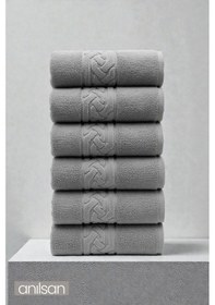 Resim 6'lı Rita Antrasit El Havlusu - 50x90 Cm, 240gr, %100 Pamuk, Spa Ve Otel Havlusu, Günlük Kullanıma Uygun Antrasit 