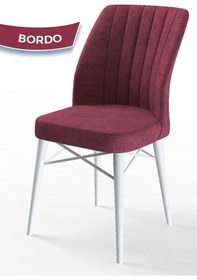 Resim Canisa Flex Serisi, Üst Kalite Yemek Odası Sandalyesi, 8 Adet Bordo Sandalye, Gürgen Beyaz Ahşap Ayak Sandalye Bordo Ayakları Beyaz 