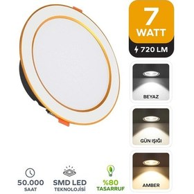 Resim 7w 3 Renkli Beyaz,gün Işığı,ikisi Bir Arada Beyaz Gold Led Spot Lamba -1 Adettir Beyaz Gold 