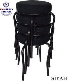 Resim Siyah Ayaklı 4 Adet Mutfak Balkon Taburesi 