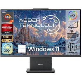 Resim Lenovo Ideacentre Siyah 27ARR9 R7-7735HS 27" 32 GB RAM 2 TB SSD W11Pro All In One - Kablosuz Klavye ve Mouse AsberTech 