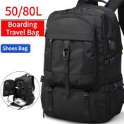 Resim 50/80L Genişletilebilir Seyahat Sırt Çantası Ayakkabı Bölmesi ve Laptop Kılıfı ile - Hiking, Kısa Seyahatler ve Bording için Dayanıklı Siyah Günlük Sırt Çantası, Seyahat Sırt Çantası, Hiking Ekipman Taşıyıcısı, Güvenli Fermuar Kapanışı 