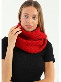 Resim Kadın Kırmızı Örgü Boyunluk Kırmızı 
