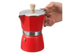 Resim Feyza Design Kırmızı Moka Pot 6 Cup, Şık ve Dayanıklı Kahve Demleme Aracı 