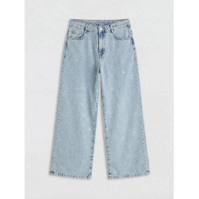 Resim LC Waikiki Lcw Kids Mavi Wideleg Taşlı Kız Çocuk Jean Pantolon 