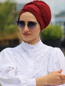 Resim Sahra Şal Dünyası Çapraz Bone Bordo 