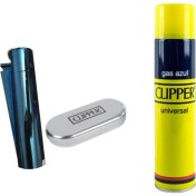 Resim Clipper Tam Metal Taşlı Çakmak ve Çakmak Gazı 250 ml 
