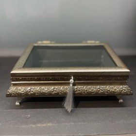 Resim Dekoratif Ahşap Aynalı Takı Kutusu Gümüş 