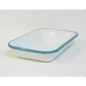 Resim Emaye 22x16cm Meze Tabağı Beyaz - Kordon Turkuaz Mavi 