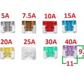 Resim CME Japon Araçlar Için Mini Bıçak Sigorta Alçak Profil / Yassı 100 Adet 5A 7.5A 10A 15A 20A 25A 30A 