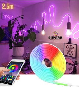Resim Neon Led Şerit Işık Seti Rgb Renkli Bluetooth Smart 2.5 Metre 