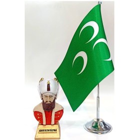 Resim Kanuni Sultan Süleyman Biblo 15 X 7 Cm + 3 Hilalfet Bayrağı 