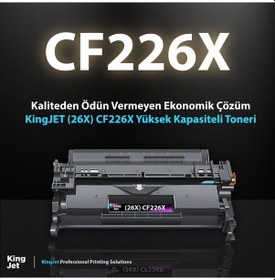 Resim Kingjet Hp Uyumlu 26x Cf226x Yüksek Kapasiteli 20'li Paket Çipli Uyumlu Toneri Mfp M426dw 