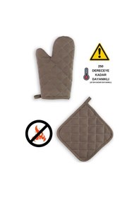 Resim Yanmaz Fırın Eldiveni Ve Fırın Tutacağı 1 Eldiven 1 Tutacak Antrasit 