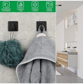 Resim Zift Unique 2 Adet Paslanmaz Çelik Siyah Banyo/Bornoz/Havlu Askısı Siyah 