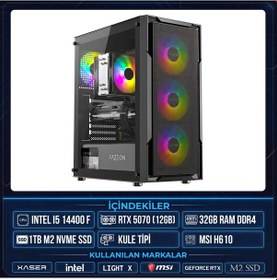 Resim Xaser LIGHT X110 i5-14400F 32 GB 1 TB M.2 NVMe SSD 12 GB RTX5070 Free Dos Masaüstü Oyuncu Bilgisayarı 