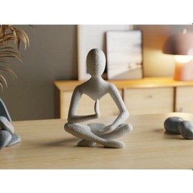 Resim Meditasyon Heykeli Yoga Yapan Fiğür Mini Heykelcik Beyaz Renk 