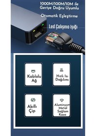 Resim Ugourd 1000-mbps Rj45 Ethernet Dönüştürücü Adaptör Usb Giriş Ce Lisanslı Sağlam Gigabit 1000mbps Rj45 Ethernet Dönüştürücü Adaptör 